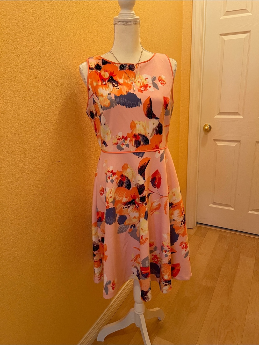 Premise Pink Floral Fit-and-Flare Sleeveless Dress